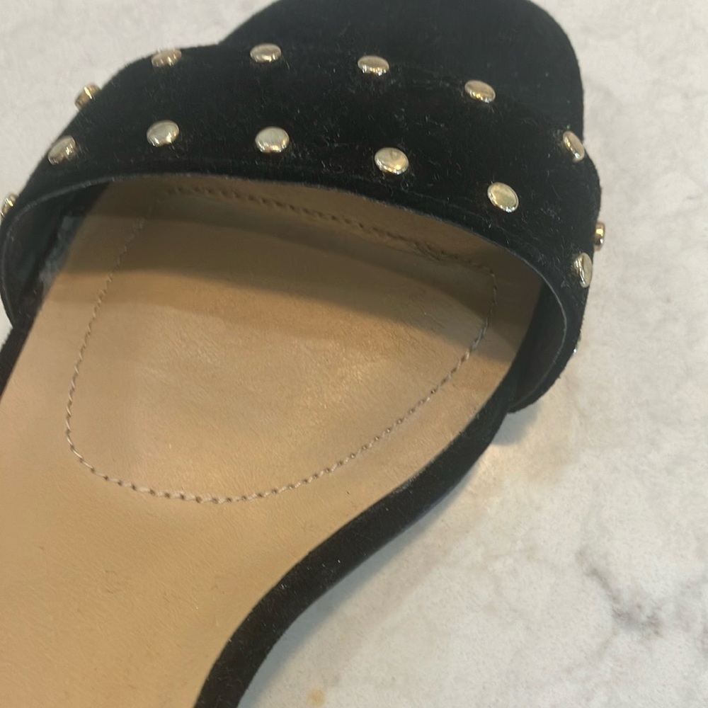 Chico's Black Suede Studded Women's Sandals Chunky Heel Sz‎ 7.5- W/ Box- EUC - Picture 5 of 11